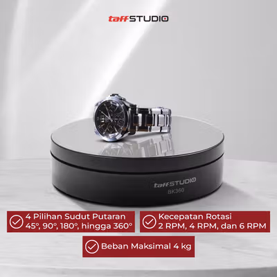 TaffSTUDIO Alas Putar Fotografi Rotating Display Stand Base 13.5cm Mirror - BK360 - Black — gambar 4