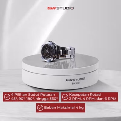 TaffSTUDIO Alas Putar Fotografi Rotating Display Stand Base 13.5cm Mirror - BK360 - White — gambar 4