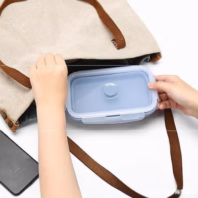 ACEBON Kotak Makan Lunch Box Foldable Silicone Single Layer 550ml - ACB55 - Gray — gambar 4