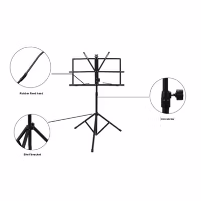 Ammoon Tripod Stand Partitur Sheet Musik Orchestra Adjustable 1.2m - P-01 - Black — gambar 4