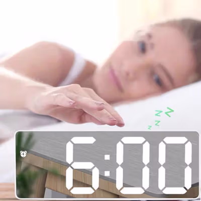 NieNie Jam Weker Alarm Mirror Digital Clock Temperature - GH-0712L - Black — gambar 4