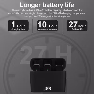 GOOJODOQ Microphone Wireless Portable Lavalier Mic Kit 2.4G USB Type C - GO20 - Black — gambar 4