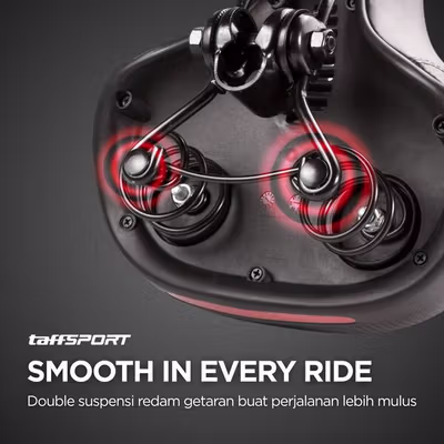 TaffSPORT Jok Sadel Sepeda Bike Saddle Double Spring Shock Absorber - ZF15 - Black — gambar 4