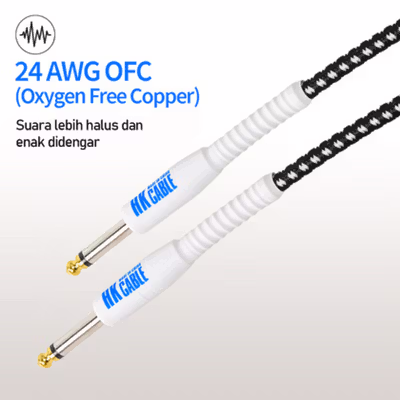 HK Cable Kabel Audio Gitar Bass Elektrik 6.35mm 24 AWG OFC Braided 3M - CBC-30 - Black — gambar 4