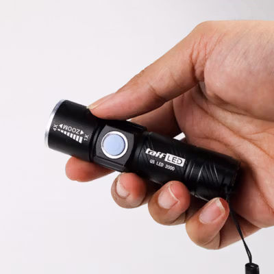 TaffLED Senter LED Mini Zoom Flashlight USB Rechargeable Q5 2000 Lumen - Black — gambar 4