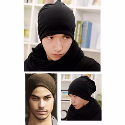 Ecobros Topi Kupluk Pria Wanita Kain Katun Winter Beanie Hat - EC001 - Black — gambar 4