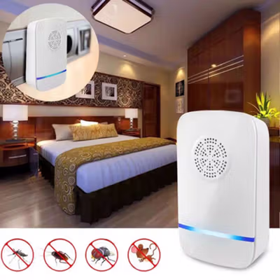 Anti Nyamuk Ultrasonic Machine Pest Repeller Electro EU Plug - HR-533 - White/Blue — gambar 4