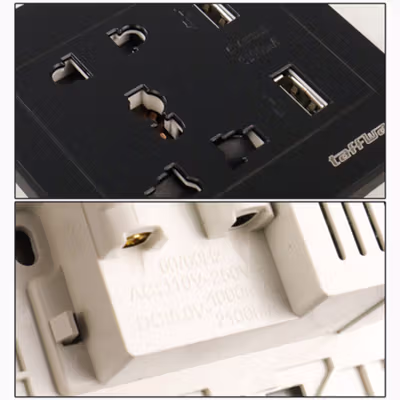 TaffHOME Stop Kontak Universal Socket UK EU US dan 2 Port USB 2.1A - Y1-001 - Black — gambar 4