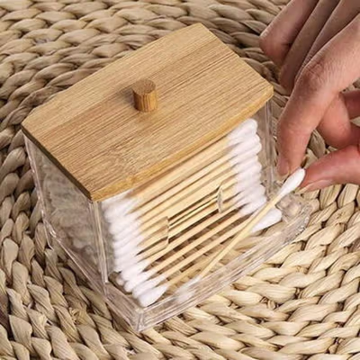 Dozzlor Kotak Cotton Buds Organizer Swab Container Akrilik - ZJ013 - Transparent — gambar 4