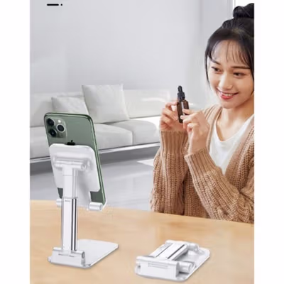 Dawndesslo Universal Smartphone Folding Desktop Holder Stand 4-6 Inch - 0011 - White — gambar 4