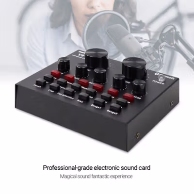 TaffSTUDIO Bluetooth Audio USB External Sound Card Live Broadcast - V8 - Black — gambar 4