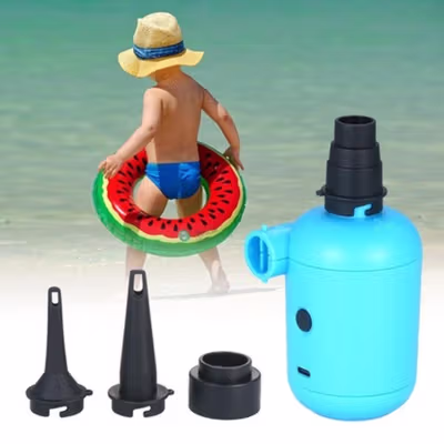 Stermay Pompa Angin Kasur Angin Portable Electric Air Pump Inflatable - HT426 - Blue — gambar 4