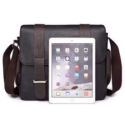 ETONWEAG Tas Selempang Pria Fashion Messenger Bag PU Leather - 9918 - Black — gambar 4