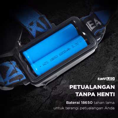TaffLED Senter Kepala Headlamp LED Waterproof 500 Lumens - HE65 - Black — gambar 4