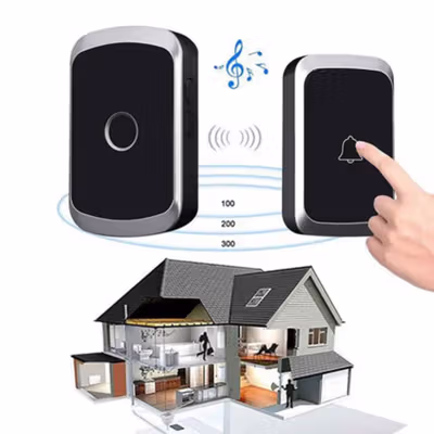 TaffHOME Bell Pintu Wireless Doorbell LED 36 Tunes 1 Receiver EU Plug - A20 - Black — gambar 4