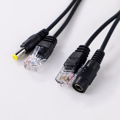 Passive PoE Power Over Ethernet Cable with Male Female Power Plug - D1350 - Black — gambar 4