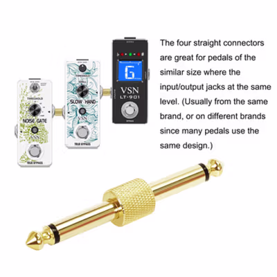 Keytars Jack Audio Adaptor Efek Gitar 6.35mm 1/4 Stereo - TC069 - Golden — gambar 4