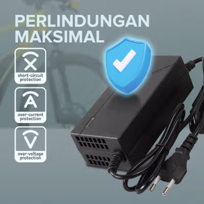 YYHQ Adaptor Charger Baterai Skuter Sepeda Listrik Plug DC 54.6V 2A - 48V2A - Black — gambar 4