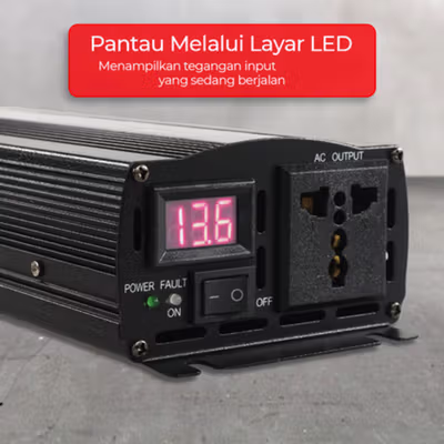 Taffware Power Inverter Mobil Pure Sine Wave DC 12V to AC 220V 1600W - NBQ1600W - Black — gambar 4