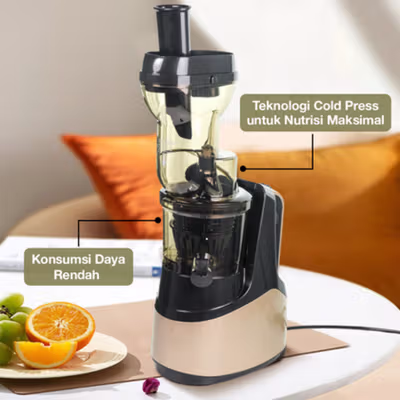 TaffHOME Buah Fruit Slow Juicer 7LV Screw Cold Press Extractor Machine - JE-B03BH - Golden — gambar 4