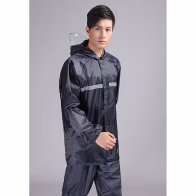 Rhodey Jas Hujan Setelan Motor Dewasa Visor PVC Waterproof Raincoat XXXXL - T1 - Black — gambar 4