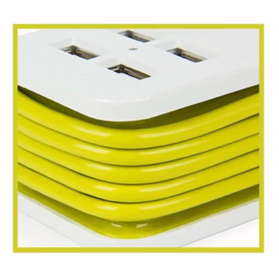 Bolantedz Stop Kontak Colokan Listrik Universal 4 USB Port EU Plug - SFC08-3 - White/Green — gambar 4
