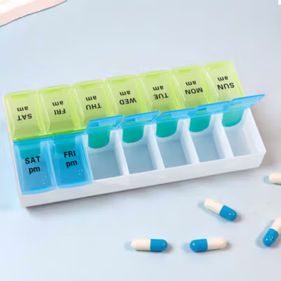FirstDay Kotak Obat 7 Hari Siang Malam Medicine Tablet Capsule Storage Besar - FD7 - Green/Blue — gambar 4