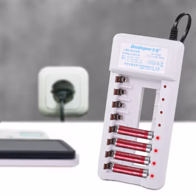 Doublepow Charger Baterai 8 Slot AA AAA Ni-MH Ni-CD with LED - DP-B108 - White — gambar 4