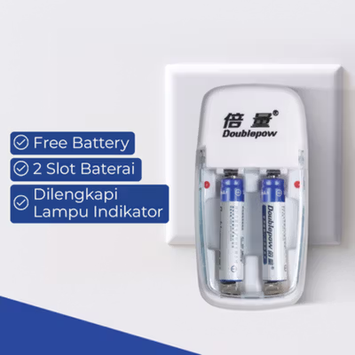Doublepow Charger Baterai Rechargeable 2 Slot AA AAA with AAA 2 PCS - DP-B01 - White — gambar 4
