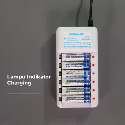 Doublepow Charger Baterai Rechargeable 6 Slot AA AAA with AA 6 PCS - DP-B06 - White — gambar 4