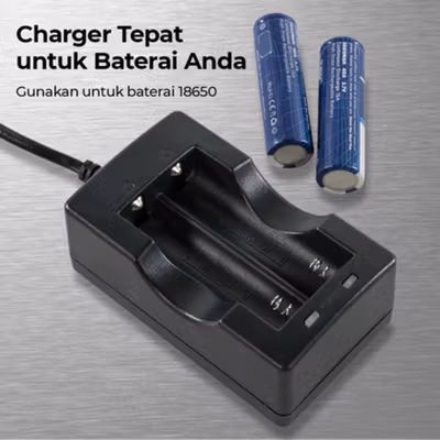 Taffware Charger Baterai 2 Slot 18650 Li-Ion 240V 500mA - MTLC-04200-1000 - Black — gambar 4