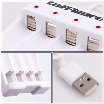Taffware Charger Baterai 4 Slot AA AAA Ni-MH Ni-CD USB Plug - B-04 - White — gambar 4