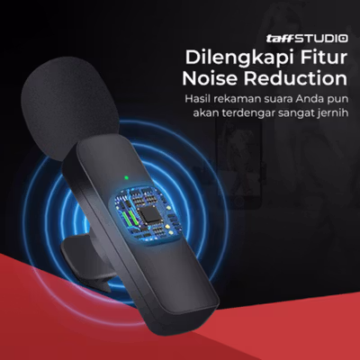 TaffSTUDIO Mikrofon Wireless Lavalier Portable Microphone USB Type C - ODR08 - Black — gambar 4