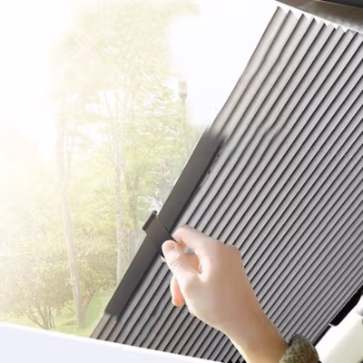 AUTOTECH Tirai Penutup Kaca Depan Mobil Pelindung Panas Sun Shade 70cm - XZM121 - Black — gambar 4
