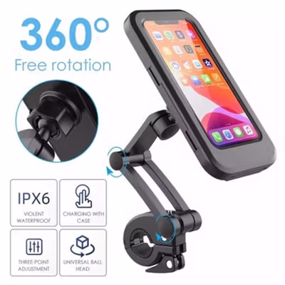 AZM Holder Smartphone Sepeda Adjustable Bicycle Phone Case - CY-N5 - Black — gambar 4