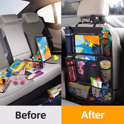 KzeR Tas Gantung Kursi Belakang Mobil Car Backseat Organizer 42x60cm - Kz031 - Black — gambar 4