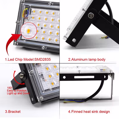 TaffLED Lampu Sorot LED Outdoor Floodlight Waterproof Cool White 50W - A8 - Black — gambar 4