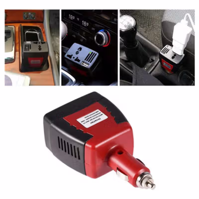 Taffware Car Inverter DC 12 V to AC 220V 5V USB 150W - T150W - Black/Red — gambar 4