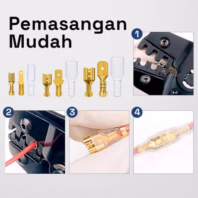Taffware Terminal Wire Crimp Connector Spade Kit 270 PCS - SC7 - Golden — gambar 4