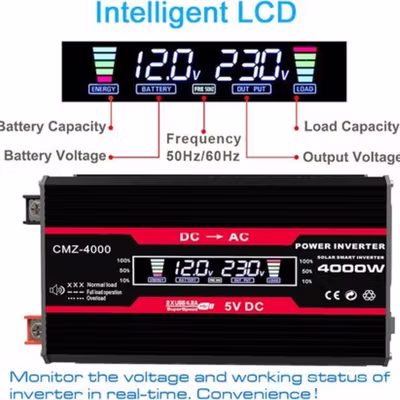 Vingtank Car Power Inverter DC 12V to AC 220V 4000W Modified Sine Wave - CMZ-4000 - Black — gambar 4