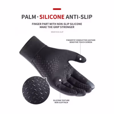 JINHF Sarung Tangan Sepeda Motor Anti Slip Touchscreen Windproof XL - ST23 - Black — gambar 4