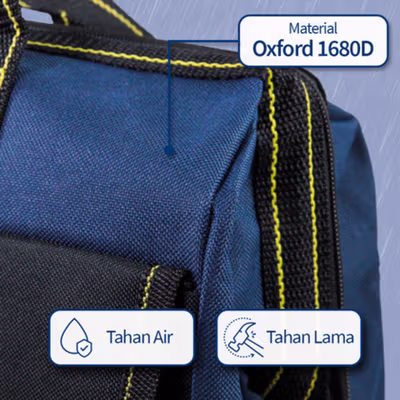 Taffware Tas Perkakas Storage Tool Bag Waterproof Wear Resistant 13 Inch - A03403 - Blue — gambar 4