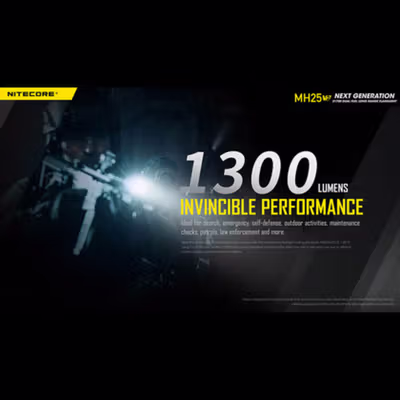 NITECORE Senter LED Flashlight Waterproof IP68 1300 Lumens - MH25 V2 - Black — gambar 4
