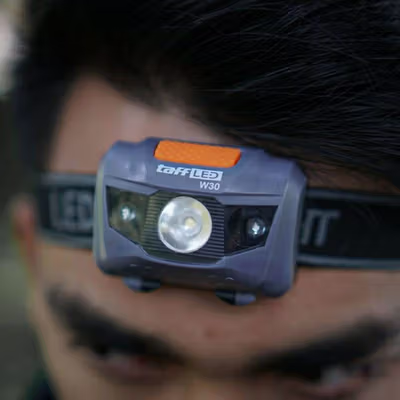 TaffLED Senter Kepala Headlamp LED Flashlight White and Red Waterproof - W30 - Gray — gambar 4