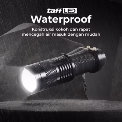 TaffLED Senter LED 2000 Lumens Zoom Waterproof - Pocketman P1 - Black — gambar 4