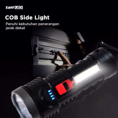 TaffLED Senter LED Cree XPE Waterproof Rechargeable IPX6 7800 Lumens - BL-822 - Black — gambar 4