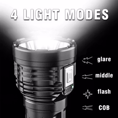 ZHIYU Senter LED Flashlight Waterproof USB Rechargeable XPE dan COB - S11 - Black — gambar 4