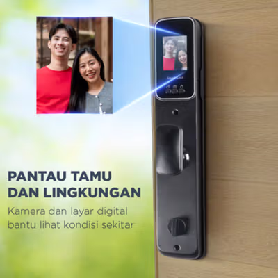 ALOY-X Smart Door Lock Fingerprint Password Card Digital Display Eques - A5 - Black — gambar 4
