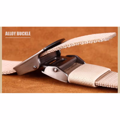 Rhodey Gesper Tali Ikat Pinggang Pria Canvas Stylish Buckle Belt 120cm - MU071 - Black — gambar 4