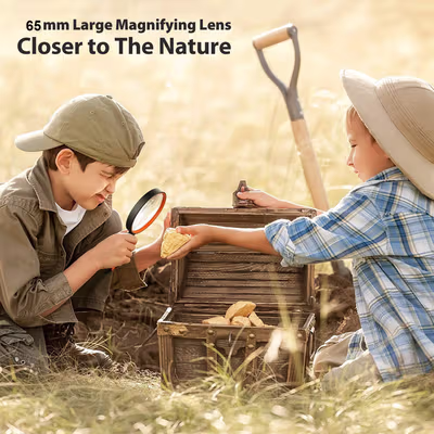 NOF Kaca Pembesar Handheld Magnifying Glass Lup Magnifier 65mm 10X - N-10 - Black/Orange — gambar 4
